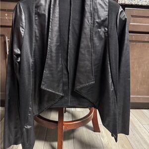 Black Faux Leather Waterfall Jacket